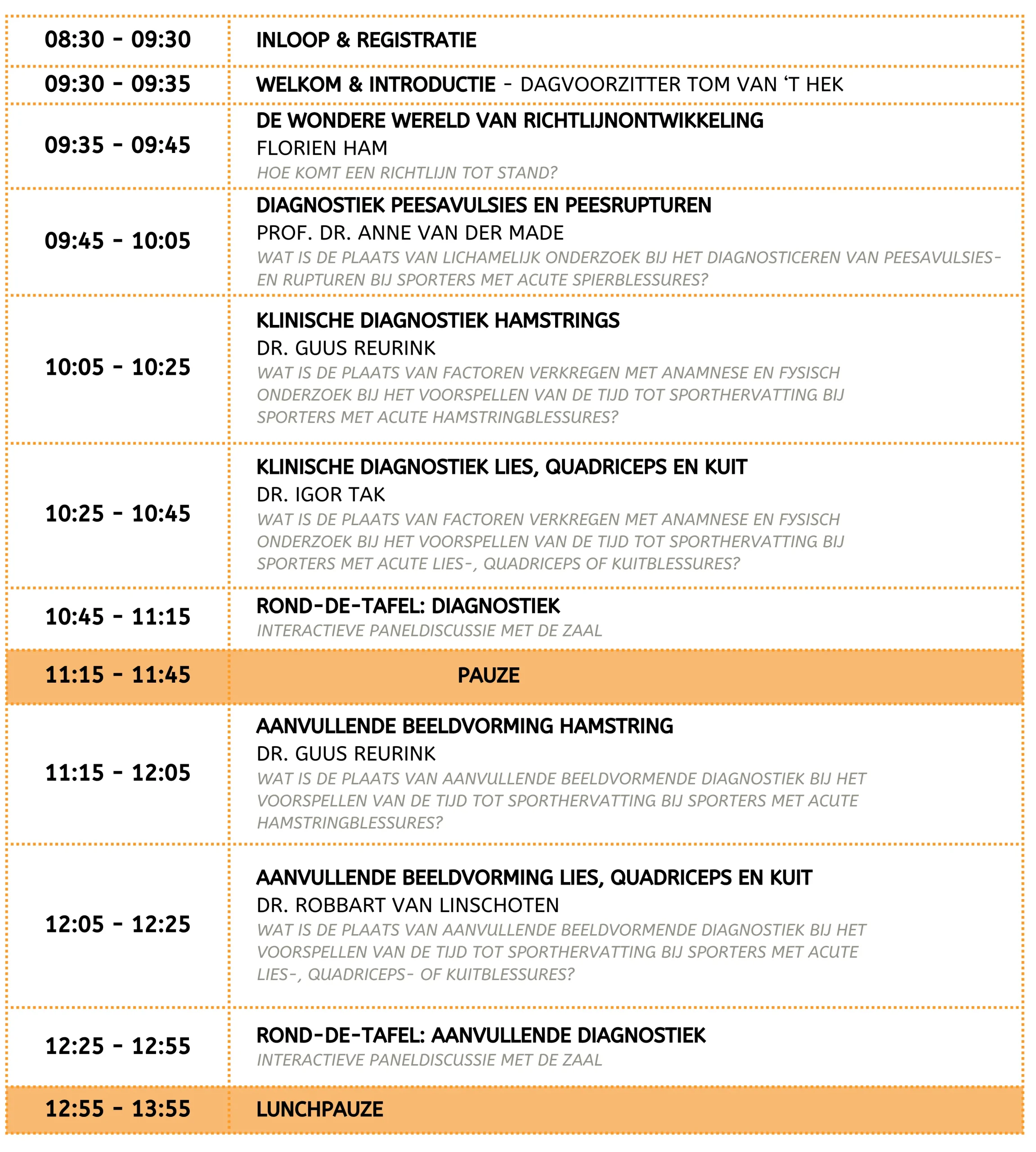 Programma ochtend Symposium Acute Spierblessures SoccerDoc Programma ochtend Symposium Acute Spierblessures SoccerDoc